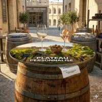 plateau pour tonneau de vin personnalisé