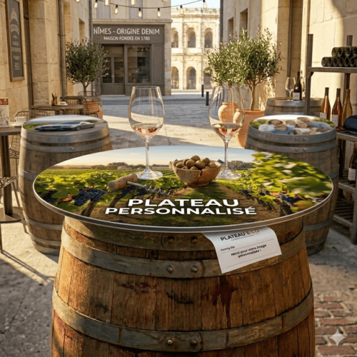 plateau pour tonneau de vin personnalisé