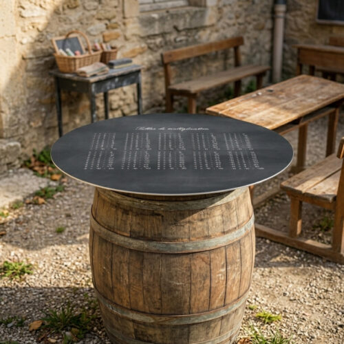 Plateau pour tonneau de vin avec table de multiplication