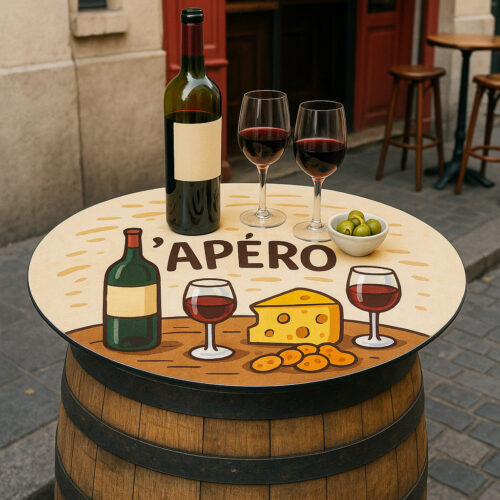 Plateau rond pour tonneau de vin personnalisé pas cher apéritif apéro