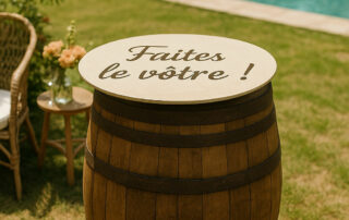 Plateau rond pas cher pour mettre sur un tonneau de vin