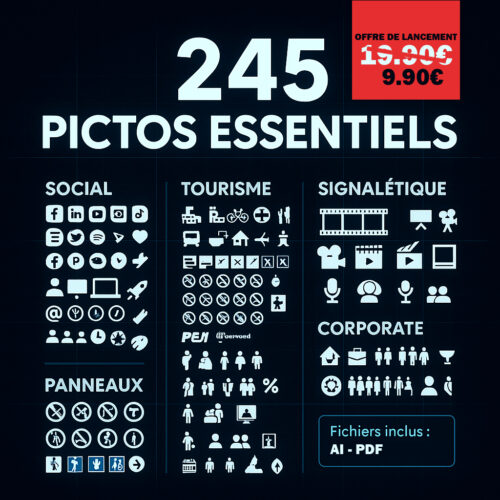 Pack de logos, pictos vectorisé, vecteurs, pas cher