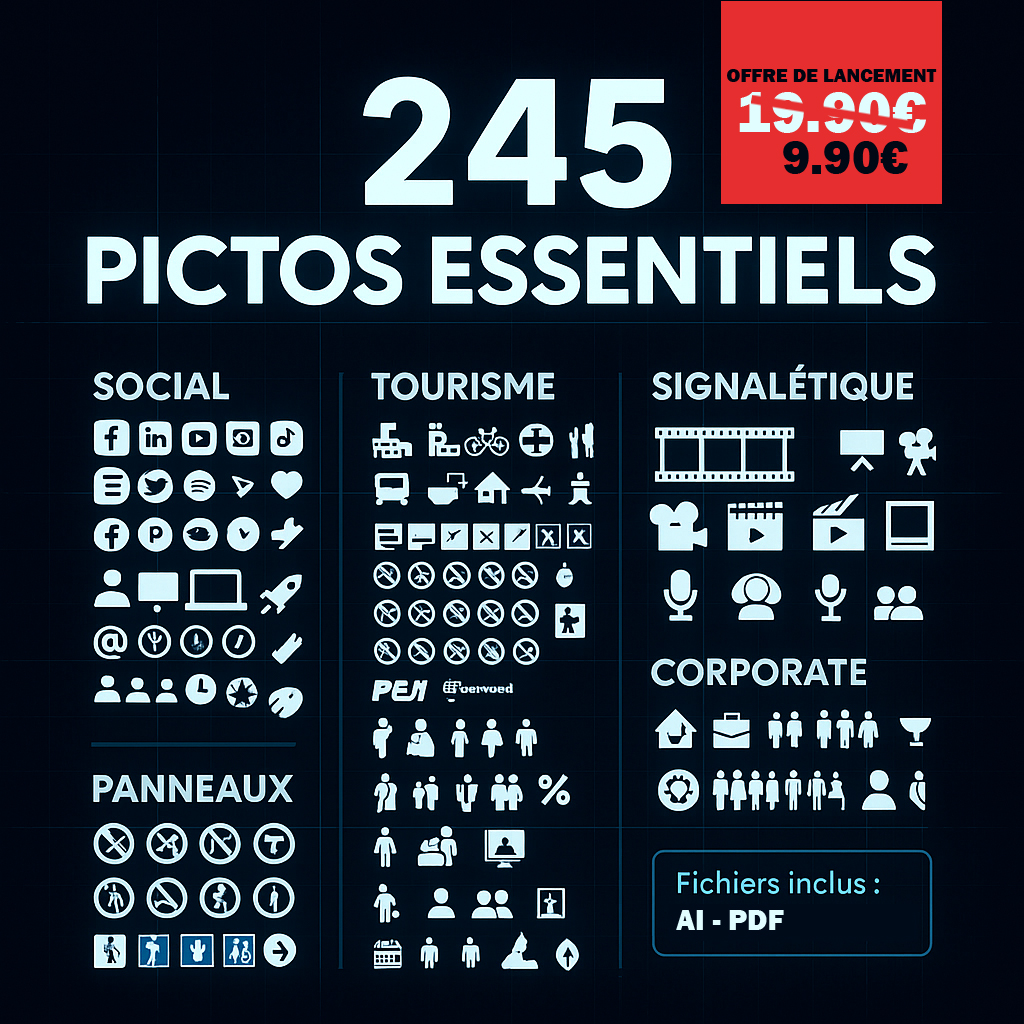 245-pictos-essentiels-pas-cher Pack de logos, pictos vectorisé, vecteurs, pas cher
