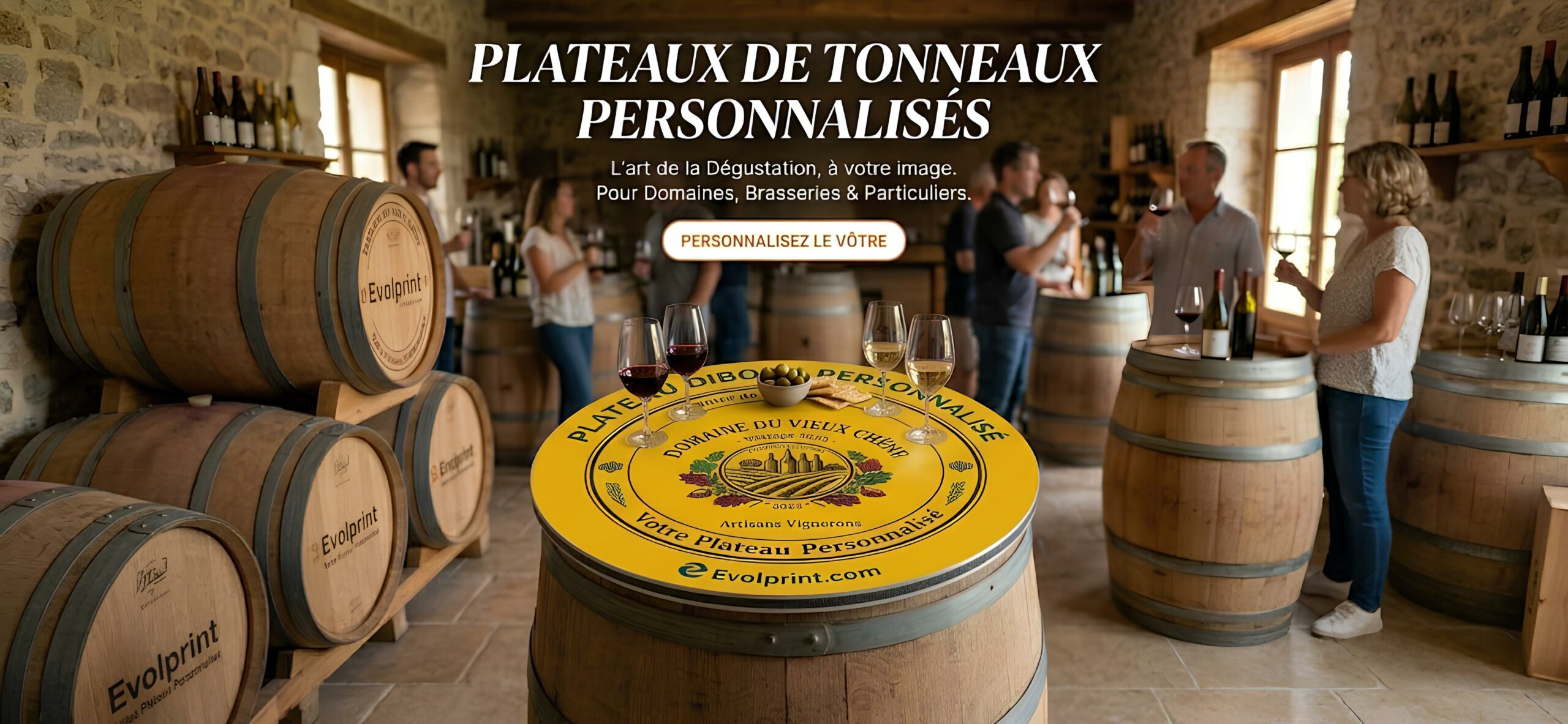 plateau-imprime-pour-tonneau-de-vin gard herault Plateau imprimé pour tonneau de vin