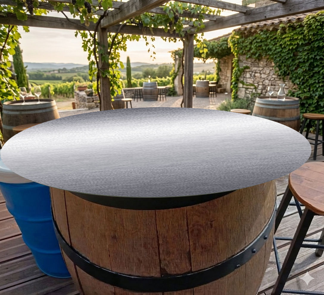 Plateau pour tonneau de vin en alu brossé