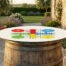 Plateau de jeu parchis pour tonneau de vin grand format pour exterieur jardin