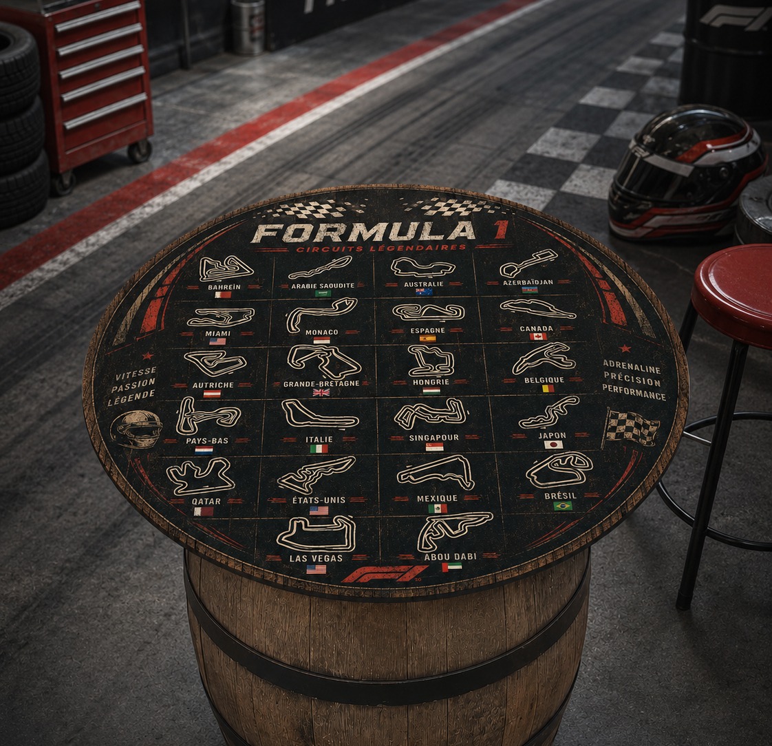 Plateau table mange debout circuits formule 1