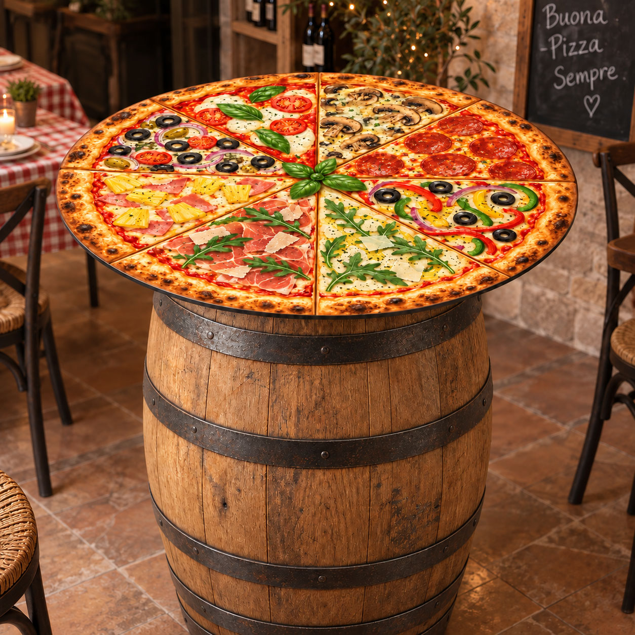 plateau tonneau pizza pour pizzeria